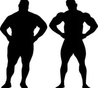 silhuetter af mænd med forskellig fedtprocent
